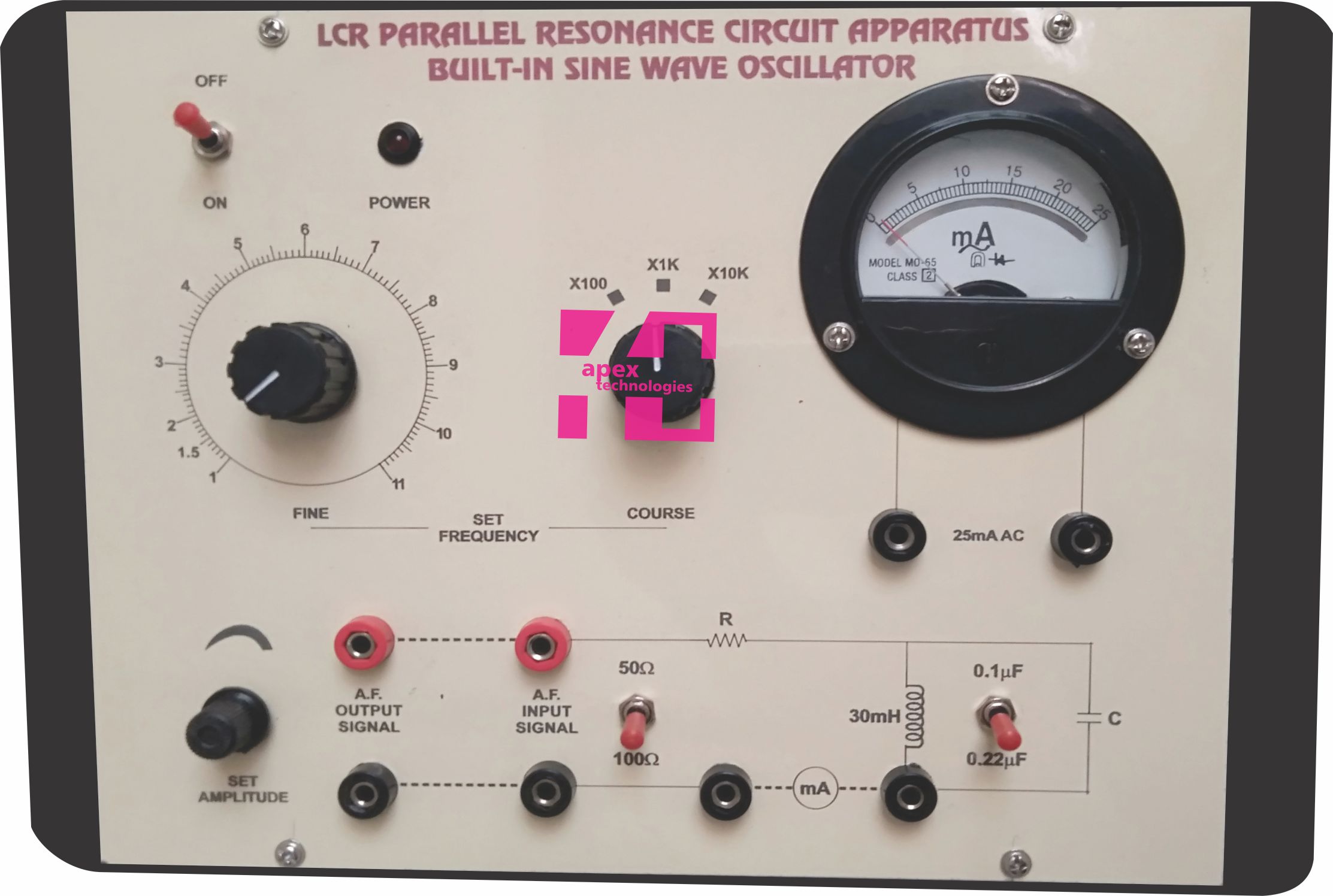 LCR Parallel Resonance circuit Apparatus(Built-in Sine Wave Oscillator)